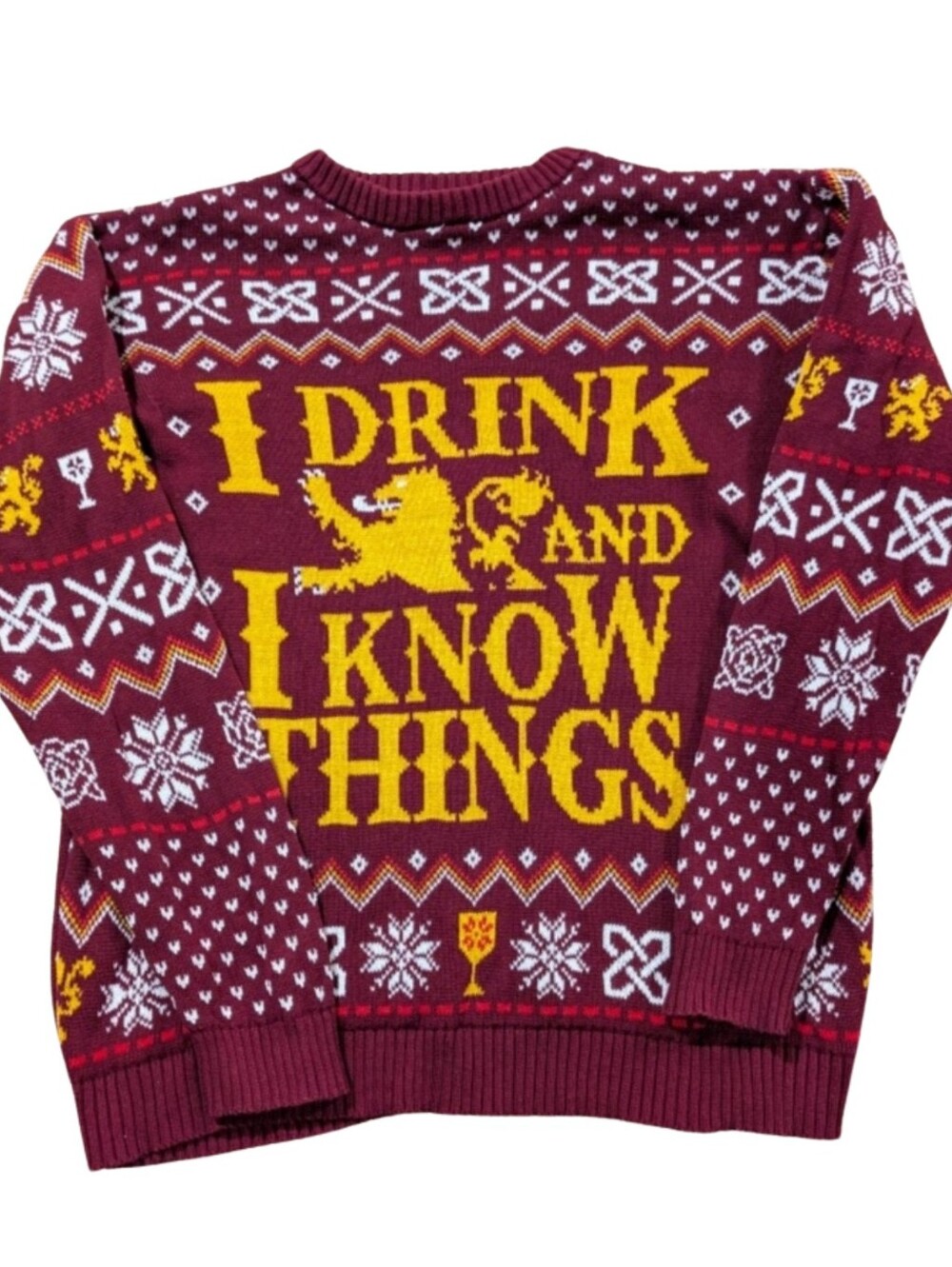 Game of Thrones HBO 100% Cotton Ugly Christmas Sweater XL I Drink & Know Things